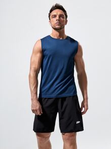 Gym Rark Áo ba lỗ tập luyện thể dục cổ tròn màu trơn phong cách bạn trai dành cho nam trường học - Màu xanh lam - Xem 2