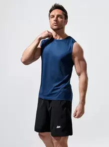 Gym Rark Áo ba lỗ tập luyện thể dục cổ tròn màu trơn phong cách bạn trai dành cho nam trường học - Màu xanh lam - Xem 5