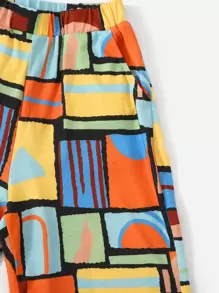 SHEIN Cậu bé Tween In Địa lý Áo thun & quần đùi - Nhiều màu - Xem 4