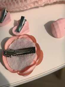 Boho 6pcs Flower & Heart Decor Hair Clip - Pink - View 4