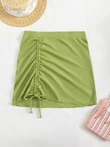 Falda con cordón ajustable para vacaciones de verano en la playa - Verde Oliva - Ver 4