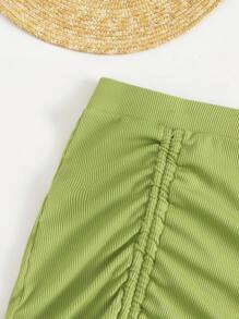 Falda con cordón ajustable para vacaciones de verano en la playa - Verde Oliva - Ver 5