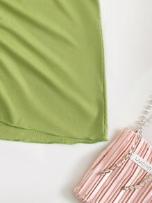 Falda con cordón ajustable para vacaciones de verano en la playa - Verde Oliva - Ver 6