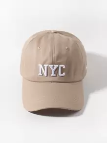 1pc Unisex Casual Street Style English Landmark Embroidered Soft Top Customized Baseball Cap, Suitable For Daily Wear