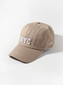 1pc Unisex Casual Street Style English Landmark Embroidered Soft Top Customized Baseball Cap, Suitable For Daily Wear
