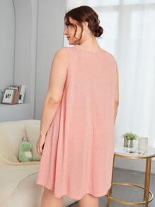 大碼字母和卡通圖案睡裙 - 珊瑚粉 - 查看 2