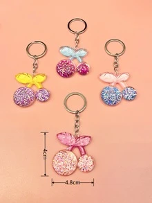 4入組櫻桃吊飾鑰匙圈 - 彩色 - 查看 3