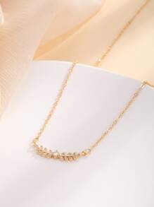 Cubic Zirconia Leaf Charm Necklace