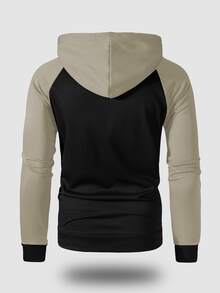 Manfinity Homme Hombres Capucha con estampado de letra de color combinado con bolsillo de canguro con cordón - Multicolor - Ver 2