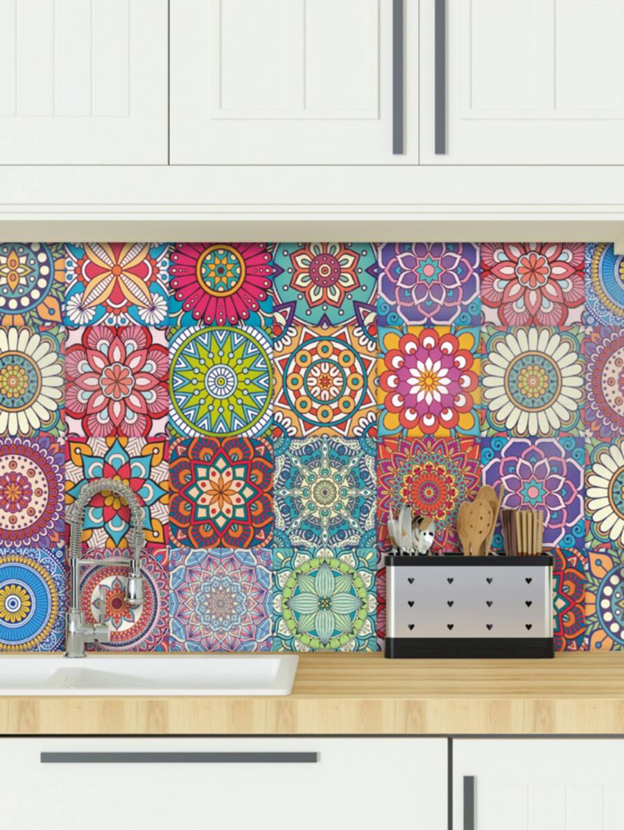24pcs Graphic Print Kitchen Sticker - Multicolor - View 1