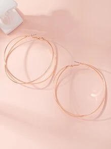 極簡風格圓耳環 - 玫瑰金 - 查看 4