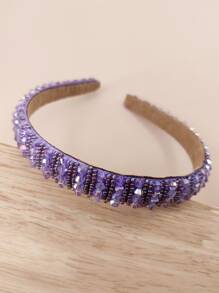 قطعة واحدة بطول 2 سم من القماش الكريستالي الأرجواني وحلقة شعر بلاستيكية للنساء، مناسبة للاستخدام اليومي