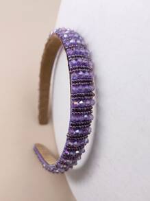 قطعة واحدة بطول 2 سم من القماش الكريستالي الأرجواني وحلقة شعر بلاستيكية للنساء، مناسبة للاستخدام اليومي