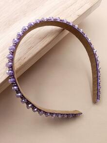 قطعة واحدة بطول 2 سم من القماش الكريستالي الأرجواني وحلقة شعر بلاستيكية للنساء، مناسبة للاستخدام اليومي