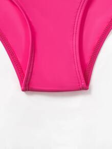 SHEIN Swim Leopard Mesh Tape Bikini,Summer Beach - Hot Pink - View 8