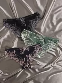 EmpressEnvy 3入組花邊蕾絲女士內褲