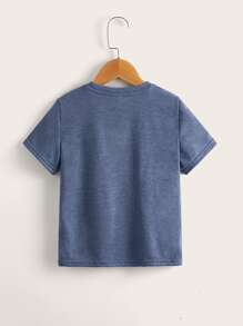 SHEIN Tops con trai lớn Thực vật Giải trí - Màu xanh bụi bặm - Xem 2