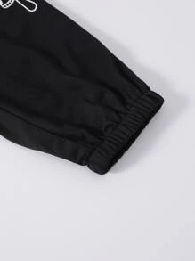 SHEIN Unity Quần thể thao nữ Thực vật - màu đen - Xem 3