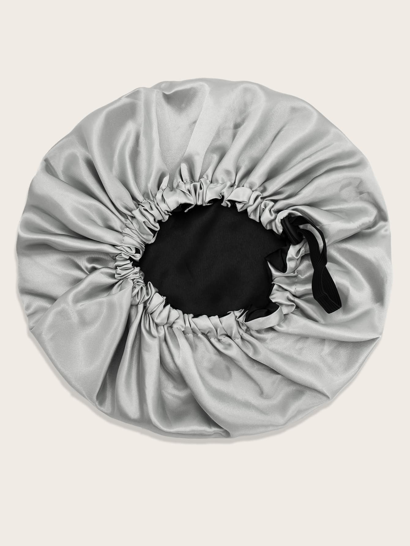 Drawstring Design Hair Bonnet - Grey - View 1