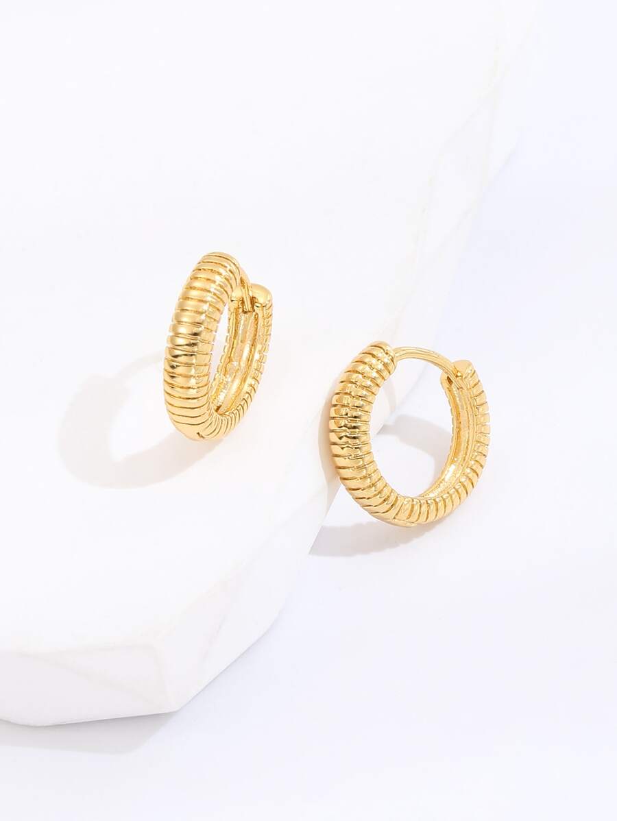 Vòng khuyên tai Textured Kim loại - Vàng - Xem 1