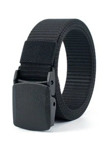 1pc Men's Casual Tank Texture Design Waist Belt, Minimalist And Fashionable For Daily Wear - Black - View 1