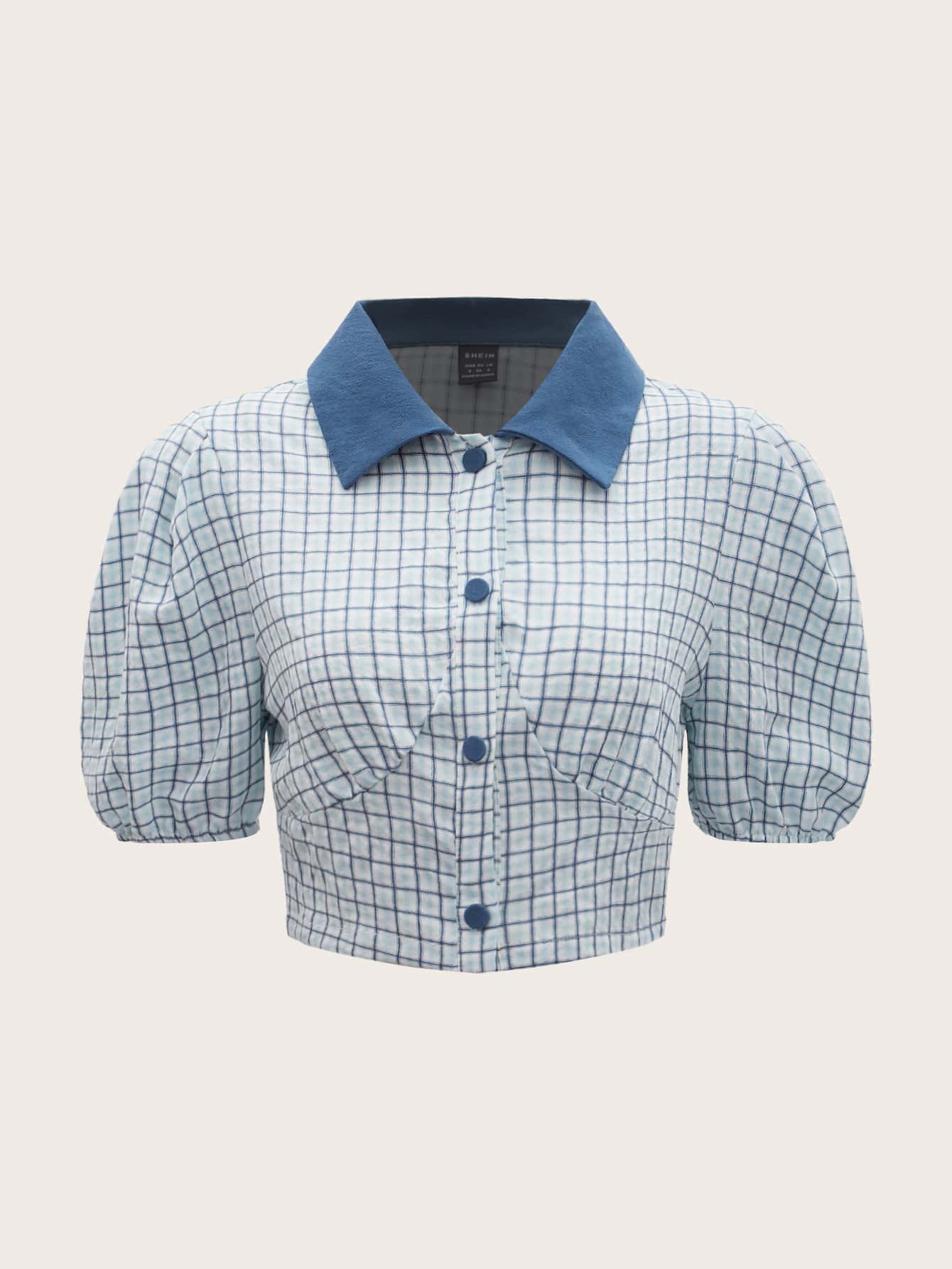 SHEIN MOD Áo sơ mi In kẻ sọc Cổ áo tương phản Ống tay áo - Nhiều màu - Xem 1