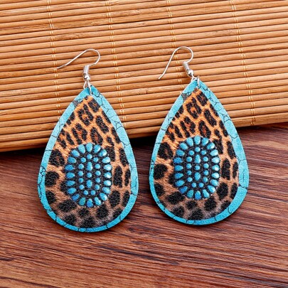 Leopard Print Water Drop Earrings