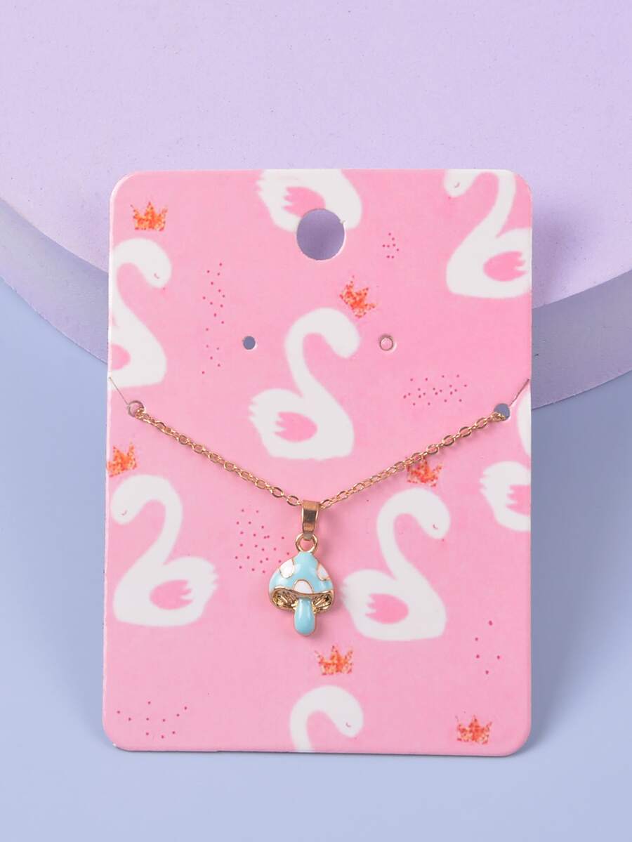 女孩蘑菇吊墜項鍊 - 彩色 - 查看 1