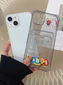 卡通圖案透明插卡槽手機外殼 - 彩色 - 查看 2