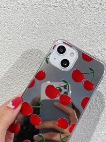 Flat Cherry Shockproof Mirror PC Case Compatible With IPhone 16/16 Pro/16 Plus/16 Pro Max/15/14/13/12/11/XR/7G/16E/IPhone 17/17 Pro/17 AIR/17 Pro Max
