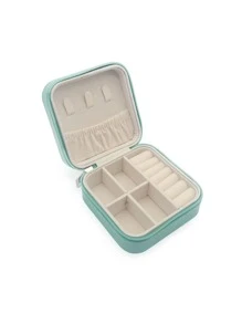 Caja de almacenamiento de pendientes de viaje portátil de 1 pieza, caja de almacenamiento de mini anillos, caja de almacenamiento de collares