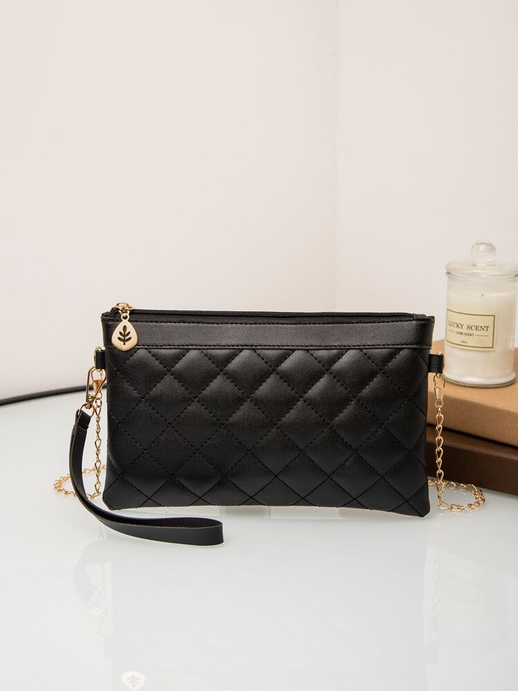 1 Pieza Bolsa De Mano Bordada Para Niñas, Bolsa De Moda Casual Y Elegante Con Detalles Metálicos De Lujo Y Acolchado Cruzado Para Fiesta De Noche, Cena, Banquete. Perfecta Para Niñas, Mujeres Y Novias En Fiestas Y Cenas. - Negro - Añade 4