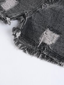 Niñas Top de tirantes de lunares fruncido & Shorts desgarro crudo en mezclilla - Multicolor - Ver 5