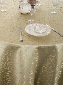 1 Piece Premium Quality Bean Green Jacquard Decorative Tablecloth - Ginger - View 5