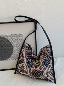 Geometric Pattern Bucket Bag - Multicolor - View 2