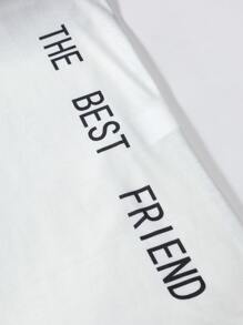 Manfinity Men Plus Ombre Letter Graphic Tee & Shorts - Black and White - View 5