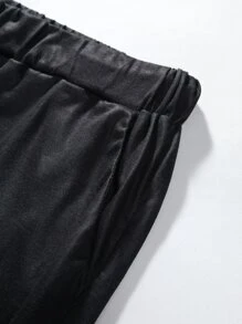 Manfinity Men Plus Ombre Letter Graphic Tee & Shorts - Black and White - View 8