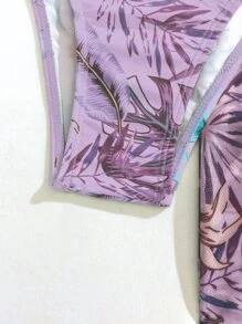 SHEIN Swim 花卉扭結款式推波即可上內衣式比基尼，附和服，夏日沙灘必備 - 彩色 - 查看 3