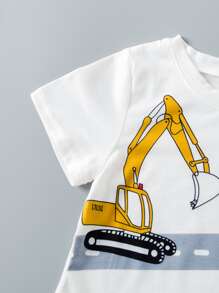 SHEIN Young Boy Car Print Tee - White - View 4