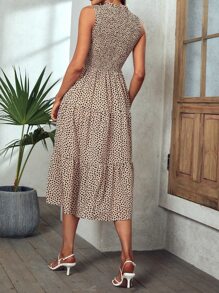 Breezaya All Over Print Shirred Ruffle Hem Dress - Multicolor - View 2