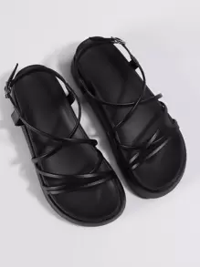 Modische Plateau-Sandalen für Damen, Keilabsatz mit dicker wasserfester Sohle, Strandpantoffeln mit doppelter Sohle, stilvolle Outdoor-Schleifen-Pantoffeln in Schwarz