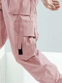 Manfinity Hypemode Men Flap Pocket Side Cargo Trousers - Dusty Pink - View 3