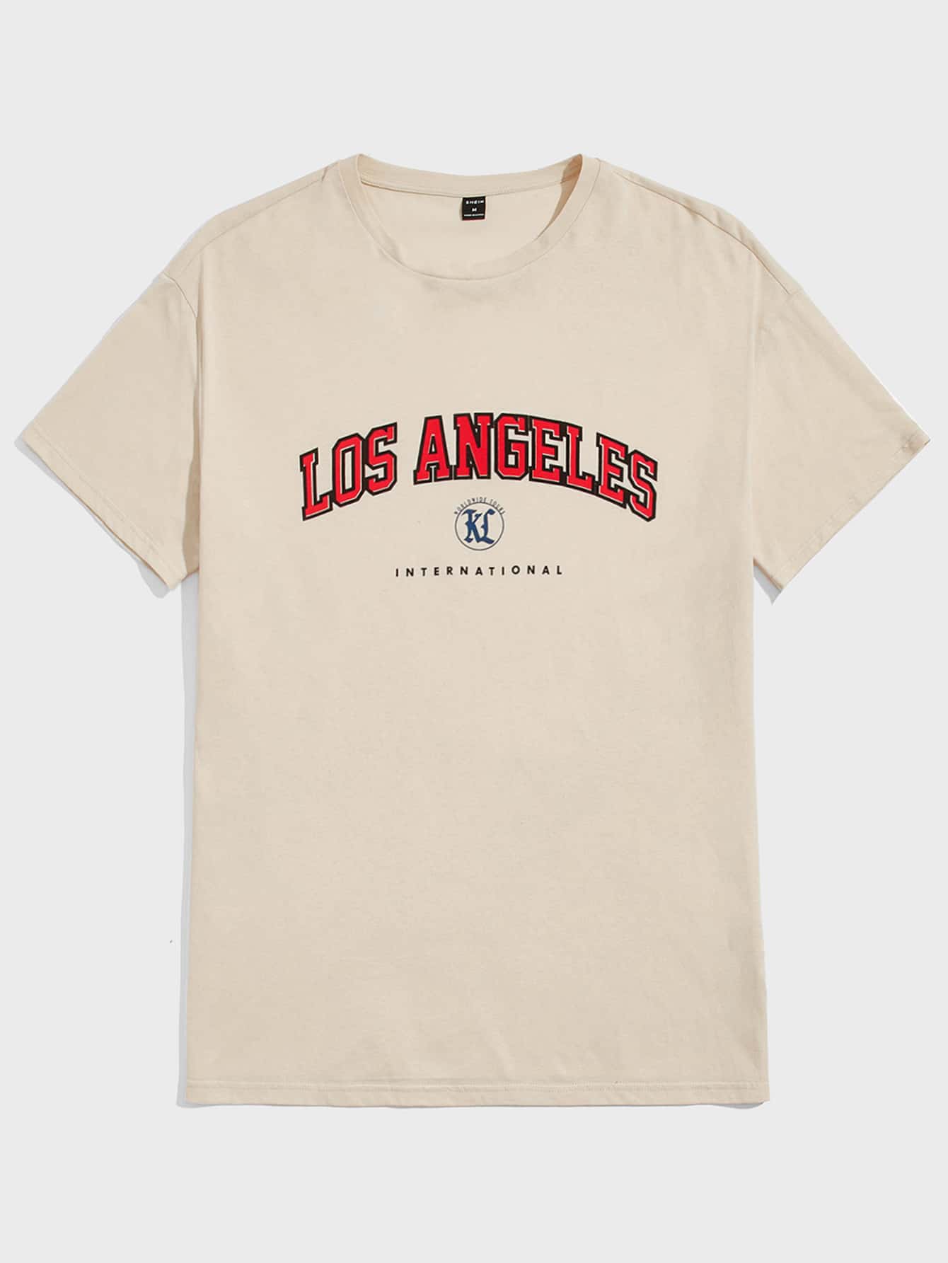 Manfinity RebelGame Men Letter Graphic Crew Neck Tee - Apricot - View 1