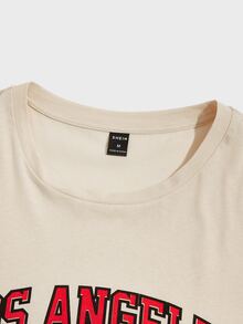 Manfinity RebelGame Men Letter Graphic Crew Neck Tee - Apricot - View 3