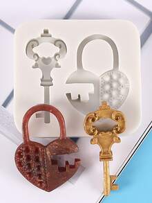 1入組鑰匙和鎖形狀DIY矽膠模具 - 灰色 - 查看 5