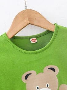 SHEIN 男童卡通圖形3d拼接短袖t恤與短褲