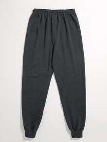 SHEIN Unity Heart Print Drawstring Waist Joggers - Dark Grey - View 2
