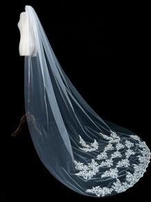 Velo catedral con bordado con encaje - Blanco - Ver 3