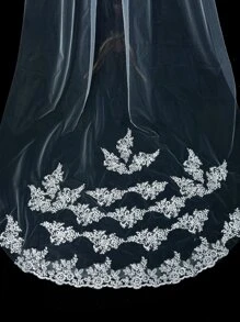 Velo catedral con bordado con encaje - Blanco - Ver 8