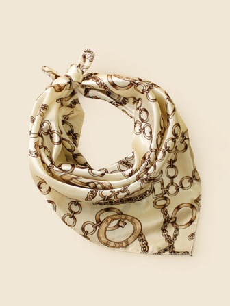 鏈條印花頭巾，時尚復古的頭巾，適用於休閒週末穿著和裝飾頭巾，髮帶，頭帶，為您的裝扮增添時尚元素的理想選擇
